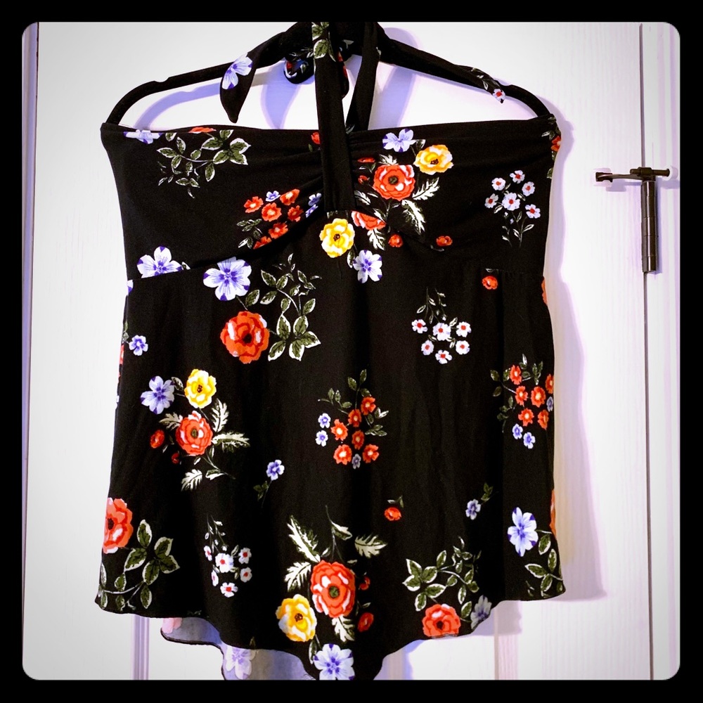 No Boundaries Floral Halter Tie Top
